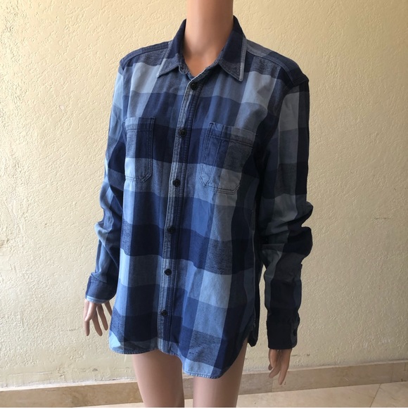 Gap Women’s Size M Blue Checkered Long Sleeves Button-Up Shirt Casual Collared - Picture 13 of 16